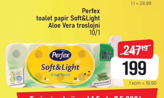Perfex toalni papir Soft&Light Aloe Vera troslojni 10/1