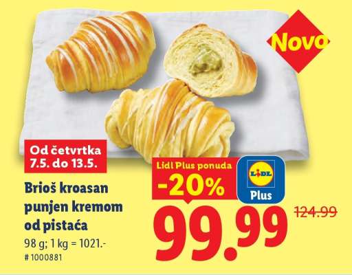Brioš kroasan punjen kremom od pistaća