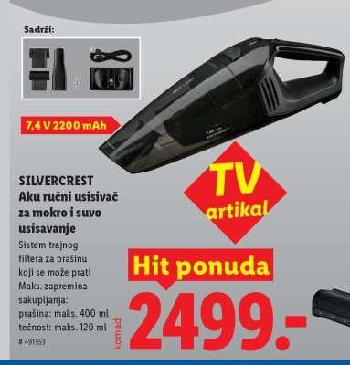 SILVERCREST Aku ručni usisivač za mokro i suvo usisavanje