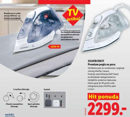SILVERCREST Premium pegla na paru