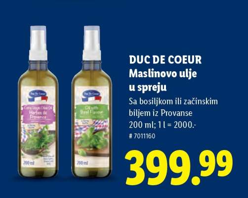 Duc de Coeur Maslinovo ulje u spreju