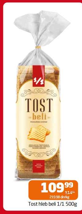 Tost hleb beli 1/1 500g