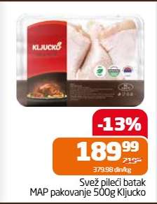 Svež pileći batak MAP pakovanje 500g Kljucko