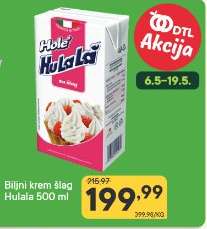 Biljni krem šlag Hulala 500 ml