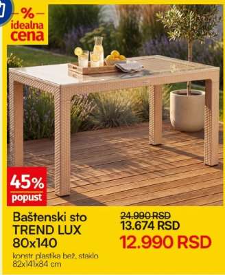 Baštenski sto TREND LUX 80x140