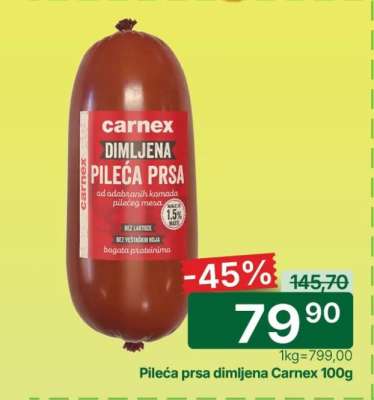 Pileća prsa dimljena Carnex 100g