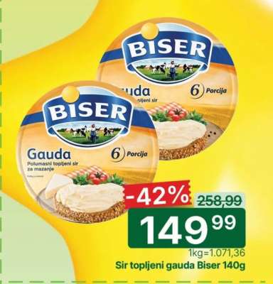 Sir topljeni gauda Biser 140g