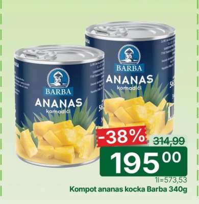 Kompot ananas kocka Barba 340g