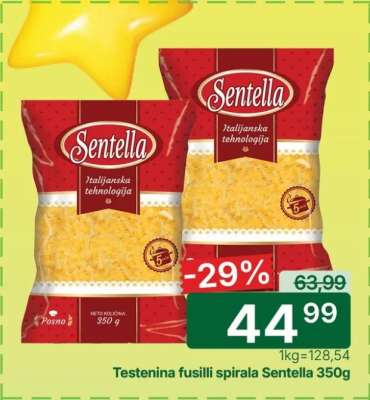 Testenina fusilli spirala Sentella 350g