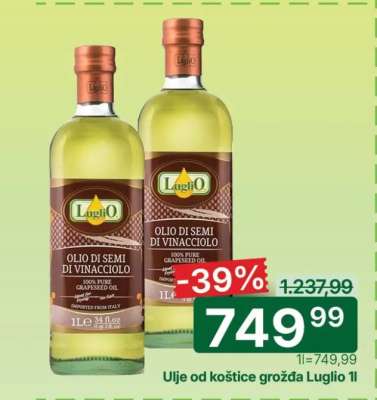 Ulje od koštice grožđa Luglio 1l