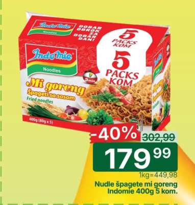 Nudle špagete Mi goreng Indomie 400g 5 kom.