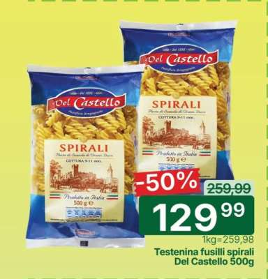 Testenina fusilli spirali Del Castello 500g