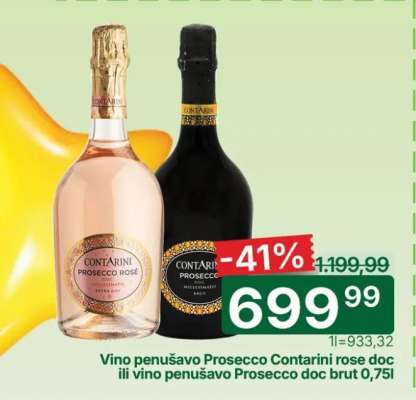Vino penušavo Prosecco Contarini rose doc ili vino penušavo Prosecco doc brut 0,75l