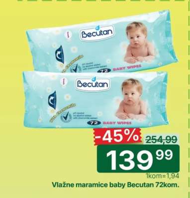 Vlažne maramice baby Becutan 72kom.