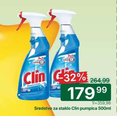 Sredstvo za staklo Clin pumpica 500ml