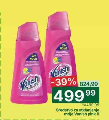 Sredstvo za otklanjanje mrlja Vanish pink 1l