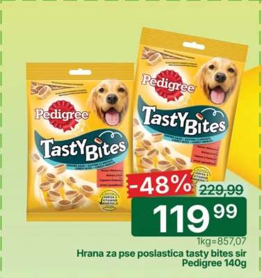 Hrana za pse poslastica tasty bites sir Pedigree 140g