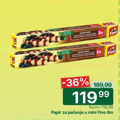 Papir za pečenje u rolni Fino 8m