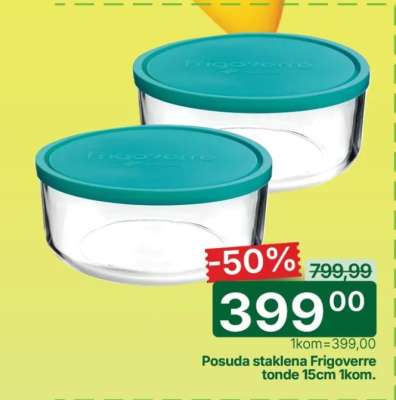 Posuda staklena Frigoverre tonde 15cm 1kom.
