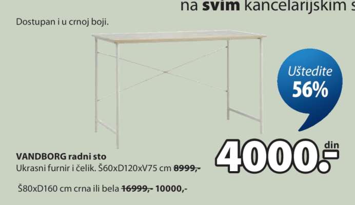 VANDBORG RADNI STO