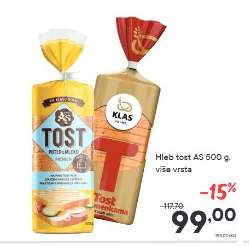 Hleb tost AS 500 g, više vrsta