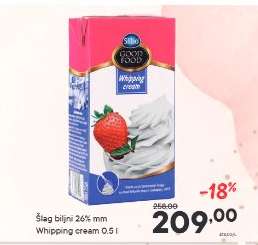 Šlag biljni 26% mm