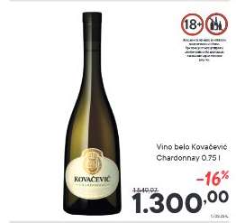 Vino belo Kovačević Chardonnay 0.75 l