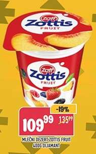 Mléčný dezert Zottis Fruit