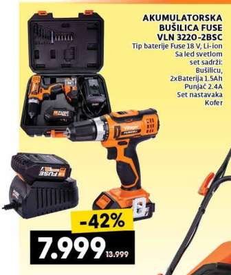 AKUMULATORSKA BUŠILICA FUSE VLN 3220-2BSC