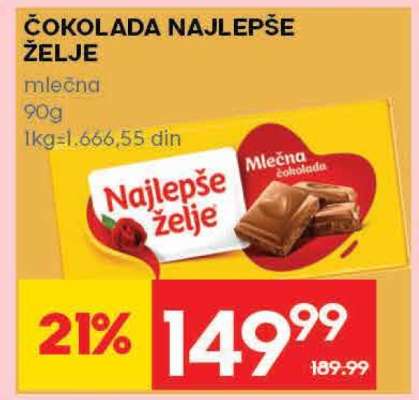 ČOKOLADA NAJLEPŠE ŽELJE