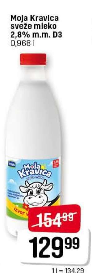 Moja Kravica sveže mleko 2.8% m.m. D3