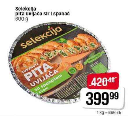 Selekcija pita uvijača sir i spanać