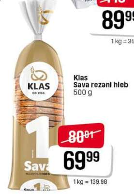 Klas Sava rezani hleb