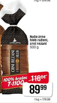 Naše zrno hleb raženi, crni rezani