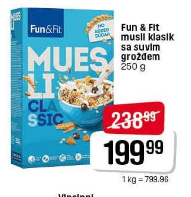 Fun & Fit musli klasik sa suvim grožđem