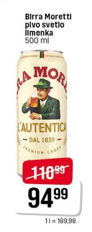 Birra Moretti pivo svetlo limenka