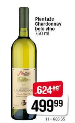 Plantaže Chardonnay belo vino