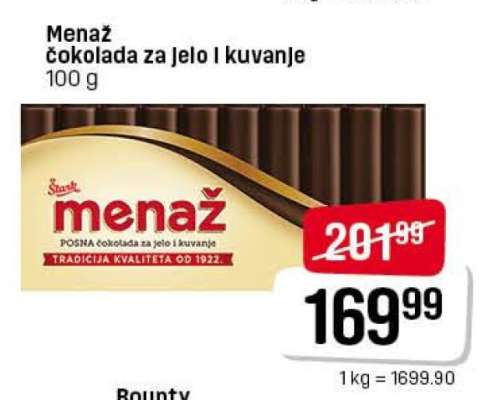 Menaž čokolada za jelo i kuvanje
