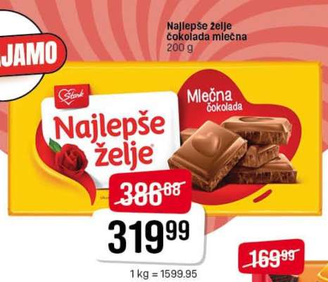 NAJLEPŠE ŽELJE ČOKOLADA mlečna