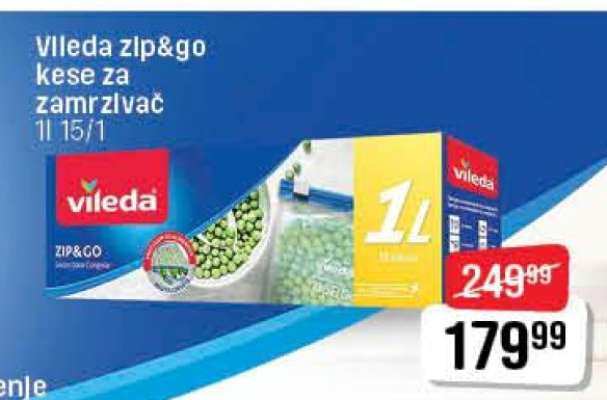 Vileda zip&go kese za zamrzivač 1L 15/1
