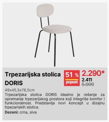 Trpezarijska stolica DORIS