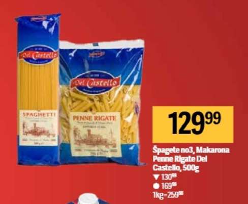 Špagete no3, Makarona Penne Rigate Del Castello, 500g