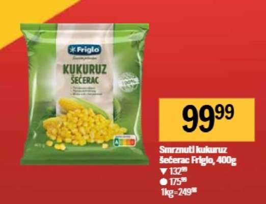 Smrznuti kukuruz šećerac Friglo, 400g