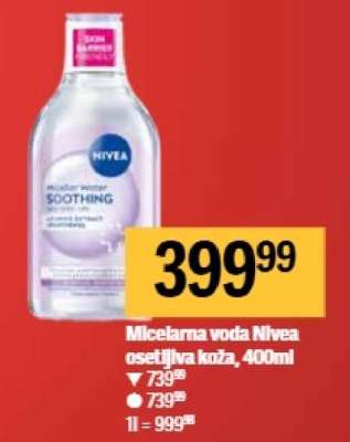 Micelarna voda Nivea osetljiva koža, 400ml