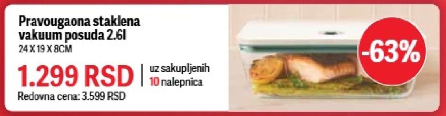 Pravougaona staklena vakuum posuda 2.6l