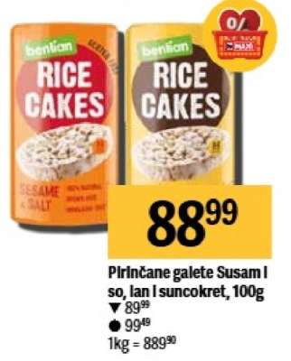 Pirinčane galete Susam i so, Lan i Suncokret, 100g