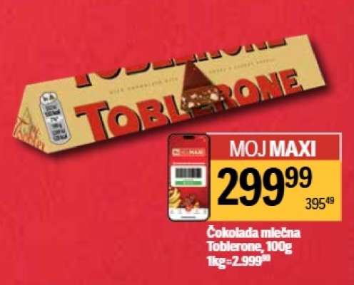 Čokolada mlečna Toblerone 100g