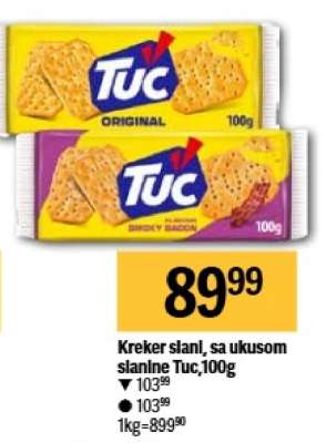 Kreker slani sa ukusom slanine Tuc , 100g