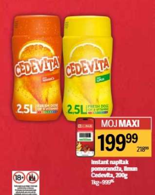 Instant napitak pomorandža, limun Cedevita, 200g