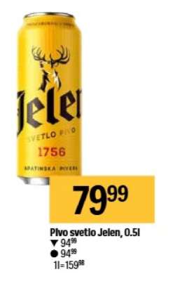 Pivo svetlo Jelen 0.5l